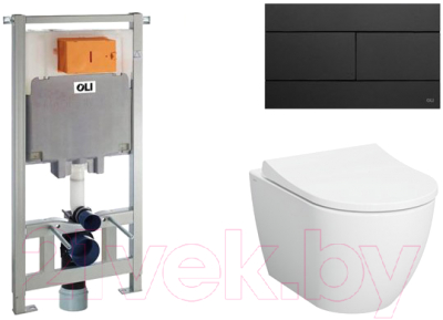 Унитаз подвесной с инсталляцией Oli 600151 + 659055 + 7510B003-0075 + 801-003-019 - фото