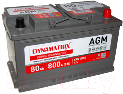 Автомобильный аккумулятор Dynamatrix AGM ETN 0 R+ DEK800 - фото