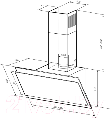 Вытяжка наклонная Lex Furia 600