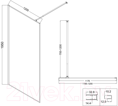 Душевая стенка Niagara NG-660-12 120x195