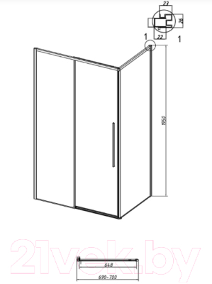 Душевая стенка Grossman Galaxy 200.K33.01.70.32.00 / 70x195