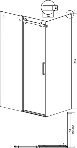 Душевая стенка Grossman Classic 80x195 / 200.K33.04.80.10.00