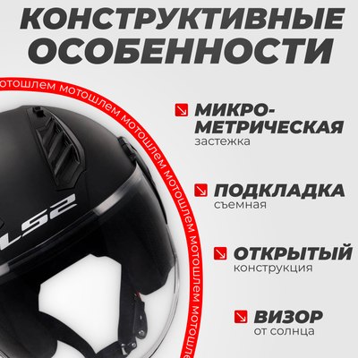 Мотошлем LS2 OF616 Airflow 2 Solid
