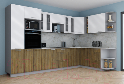 Кухонный гарнитур Интерлиния Мила Gloss 1.88x3.4 правая