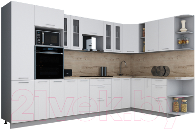 Кухонный гарнитур Интерлиния Мила Gloss 1.88x3.4 правая - фото