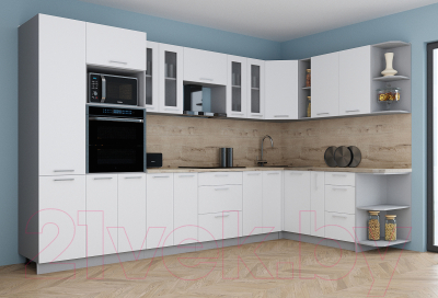 Кухонный гарнитур Интерлиния Мила Gloss 1.88x3.4 правая