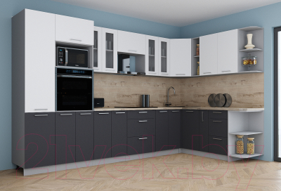 Кухонный гарнитур Интерлиния Мила Gloss 1.88x3.4 правая