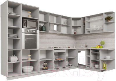 Кухонный гарнитур Интерлиния Мила Gloss 1.88x3.4 правая