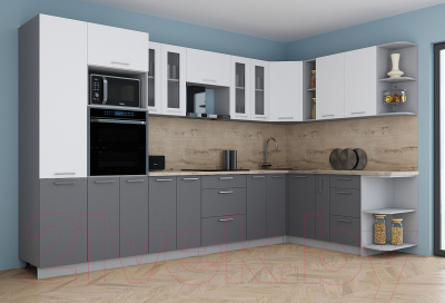 Кухонный гарнитур Интерлиния Мила Gloss 1.88x3.4 правая