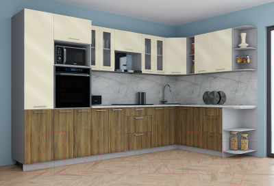 Кухонный гарнитур Интерлиния Мила Gloss 1.88x3.4 правая