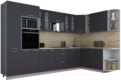 Кухонный гарнитур Интерлиния Мила Gloss 1.88x3.4 правая - фото