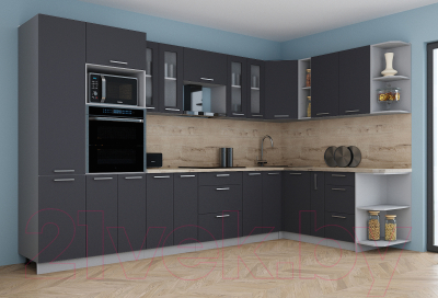 Кухонный гарнитур Интерлиния Мила Gloss 1.88x3.4 правая