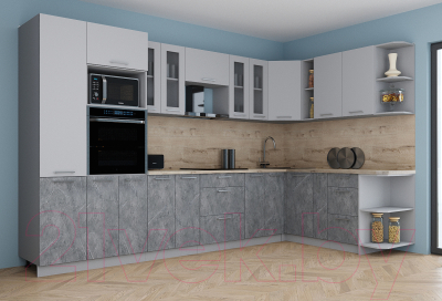 Кухонный гарнитур Интерлиния Мила Gloss 1.88x3.4 правая