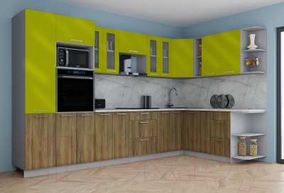 Кухонный гарнитур Интерлиния Мила Gloss 1.88x3.4 правая