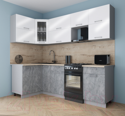 Кухонный гарнитур Интерлиния Мила Gloss 50-12x24