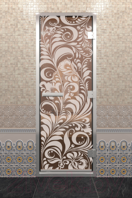 Стеклянная дверь для бани/сауны Doorwood Хамам Хохлома 70x190 / DW03633 (бронза)