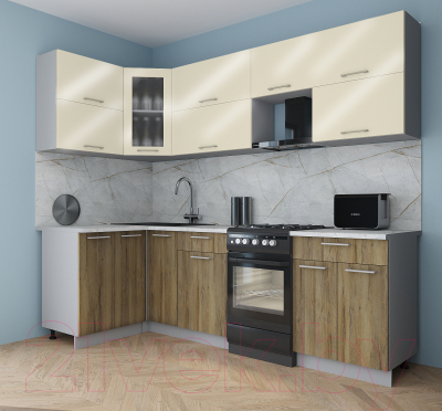 Кухонный гарнитур Интерлиния Мила Gloss 50-12x25