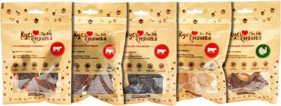 Набор лакомств для собак Кусьняшка Вымя говяжье/легкое говяж/печень говяж/рубец очищен/шея индейки - фото