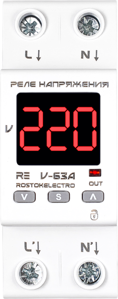 Реле напряжения Rostok Elektro V-63А RE / 46-251 - фото