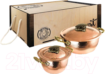 Набор кастрюль Кольчугинский мельхиор Кукуруза / КМ20100206 - фото