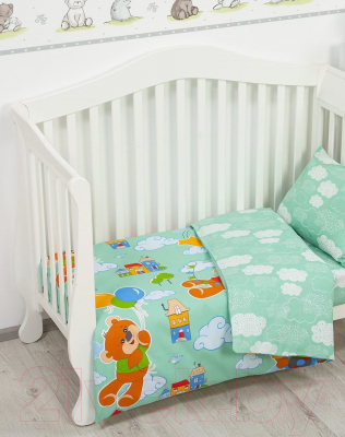 Комплект постельный для малышей АртПостель Улетные мишки 130