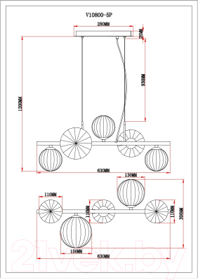 Потолочный светильник Moderli Renny / V10800-5P