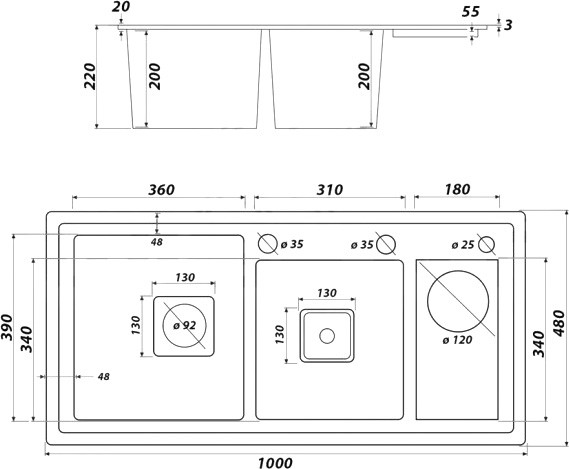 Мойка кухонная Wisent WM310048 + WW405A