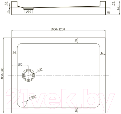 Душевой поддон Veconi TZ-54 / TZ54-10090-С5