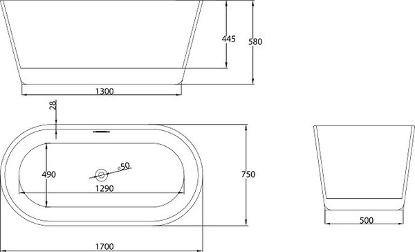 Ванна акриловая Grossman GR-1503MB Forta 170x75