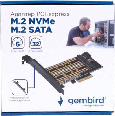 Адаптер для SSD диска Gembird MF-PCIE-NVME-SATA 
