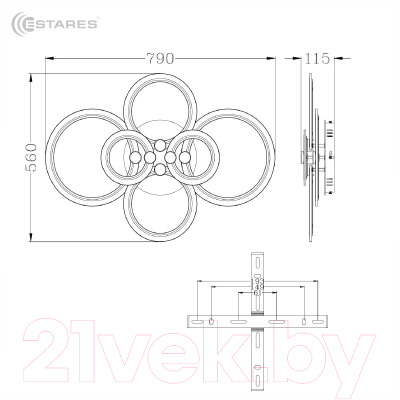 Люстра Estares Europa 132W 6R-APP-790х560х115-WHITE/WHITE-220-IP20