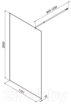 Душевая стенка AM.PM Func 110x200 / W84WI-110-F1-BTE (черный/прозрачное стекло)