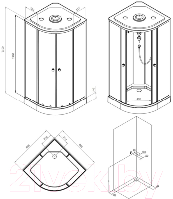 Душевая кабина AM.PM X-Joy 90x90 / W94C-401-090MT (хром матовый/прозрачное стекло)