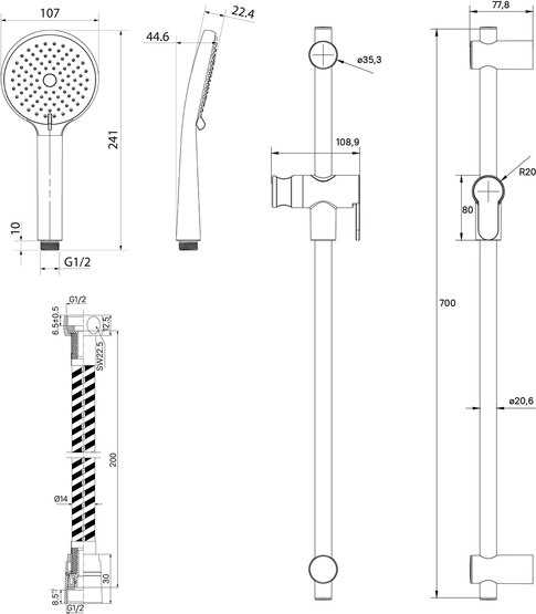 Душевой гарнитур IDDIS Optima Home OPH3F70i16