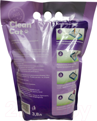 Наполнитель для туалета Clean Cat Силикагелевый лаванда