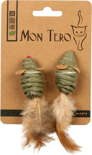 Набор игрушек для кошек Mon Tero Eco Мышь с перьями с кошачьей мятой / 51473 - фото