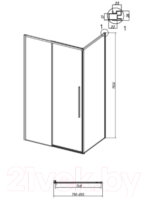 Душевая стенка Grossman Galaxy 80x195 / 200.K33.01.80.10.02