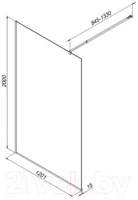 Душевая стенка AM.PM Func 120x200 / W84WI-120-F1-BTE (черный/прозрачное стекло)