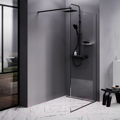 Душевая стенка AM.PM Func 90x200 / W84WI-90-F1-BTE (черный/прозрачное стекло)