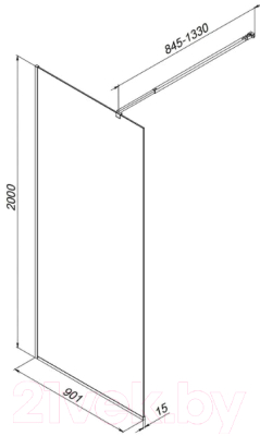 Душевая стенка AM.PM Func 90x200 / W84WI-90-F1-MTE (хром матовый/прозрачное стекло)