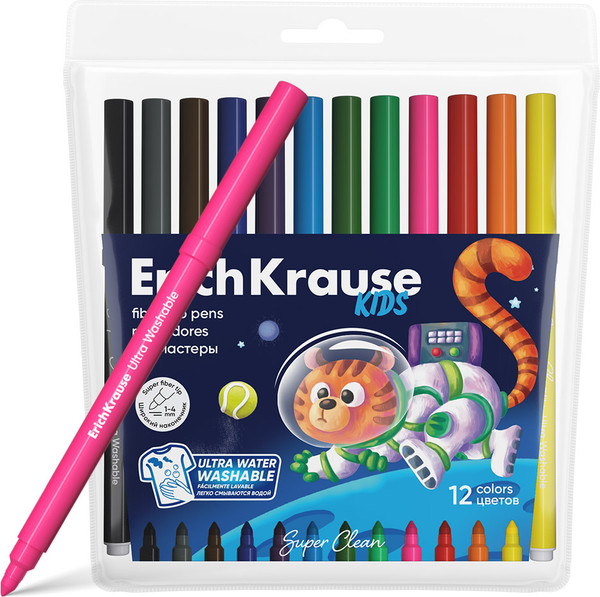 Фломастеры Erich Krause Kids Space Animals Super Tip Ultra Washable / 61825 - фото