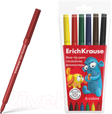 Фломастеры Erich Krause Jolly Friends Super Washable / 61830 - фото