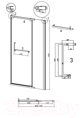 Душевая дверь Grossman Pragma 110x195 / 100.K33.03.110.42.00