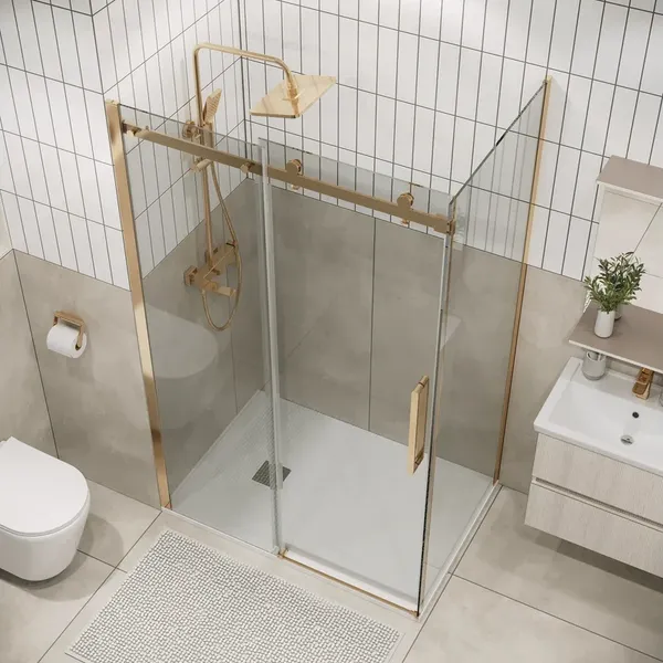 Душевая стенка Grossman Classic 90x195 / 200.K33.04.90.32.00 (золото сатин/стекло прозрачное)