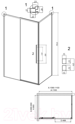 Душевой уголок Grossman Galaxy 110x90x195 / 120.K33.01.1190.42.10