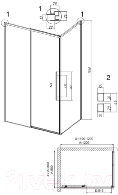 Душевой уголок Grossman Galaxy 120x80x195 / 120.K33.01.1280.10.00
