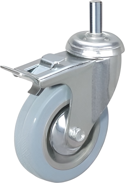 Опора колесная для тележки складской TOR SCtgb 93 75мм с болтом и тормозом (N) / 1039559 - фото