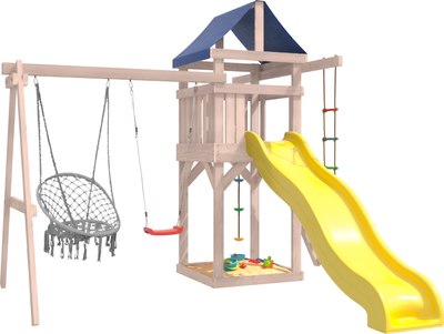 Игровой комплекс National Tree Company С качелями лодочка и плетеным креслом IgroWoods / ДНП-2 - фото