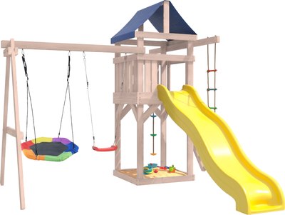 Игровой комплекс National Tree Company С качелями лодочка и гнездом Гексагон IgroWoods / ДНП-13  - фото