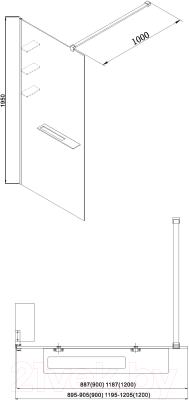 Душевая стенка Adema Риббер 90 Walk-In